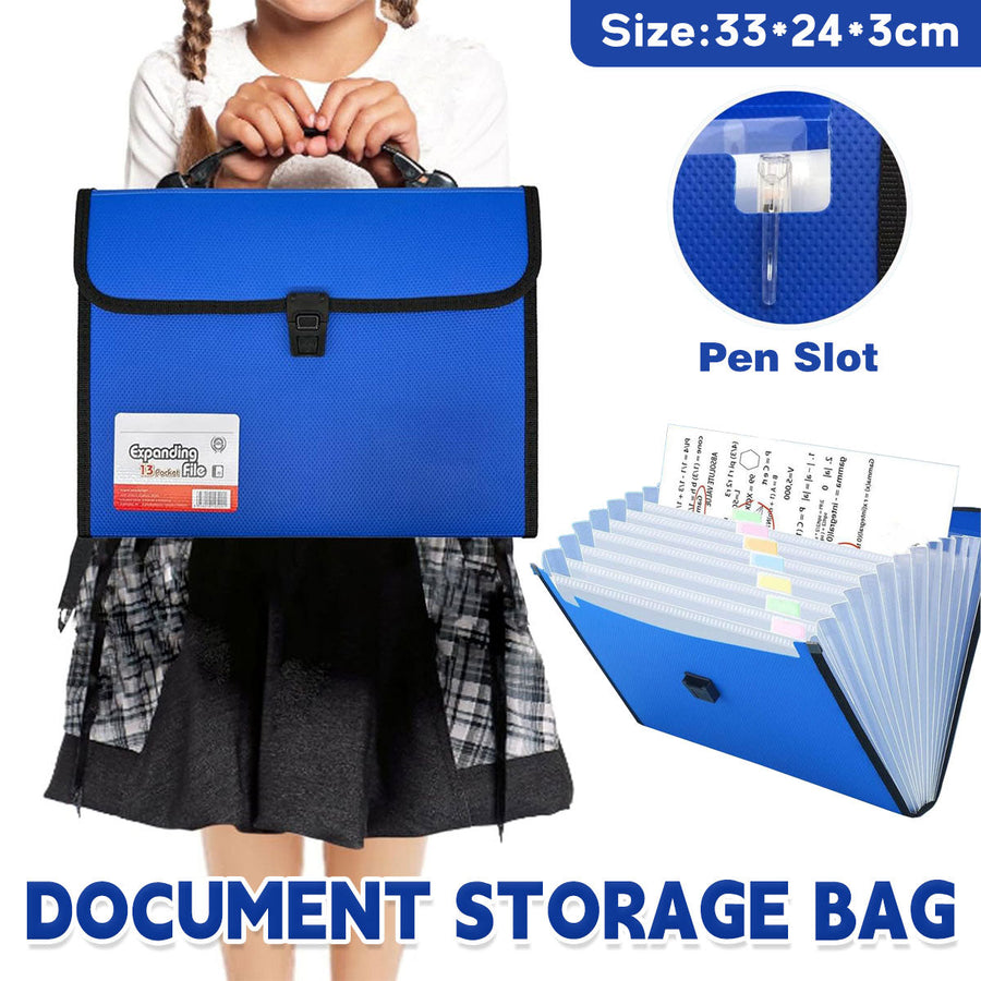 Premium A4 Expanding File Organiser – Blue 13 Pockets