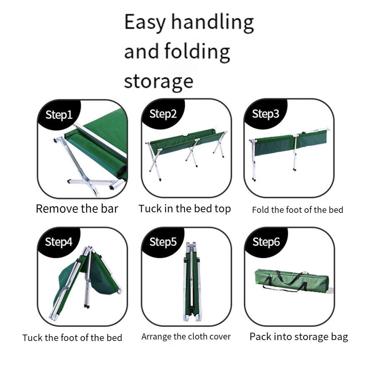 Premium Green Lightweight Folding Camping Bed Portable Outdoor Camp Cot