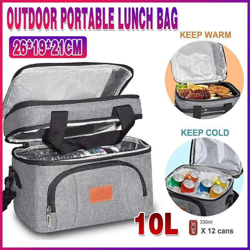 Premium 10L Insulated Lunch Bag – Grey with Shoulder Strap