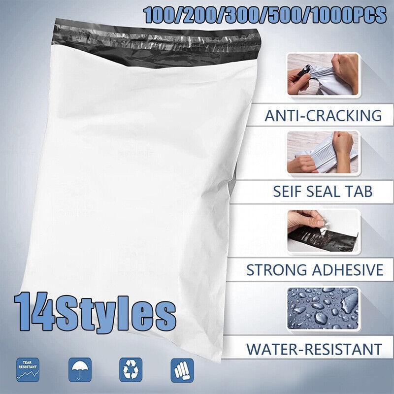 Poly Mailer Bags - 100PCS Self-Sealing Plastic Courier Bags, 20x80cm