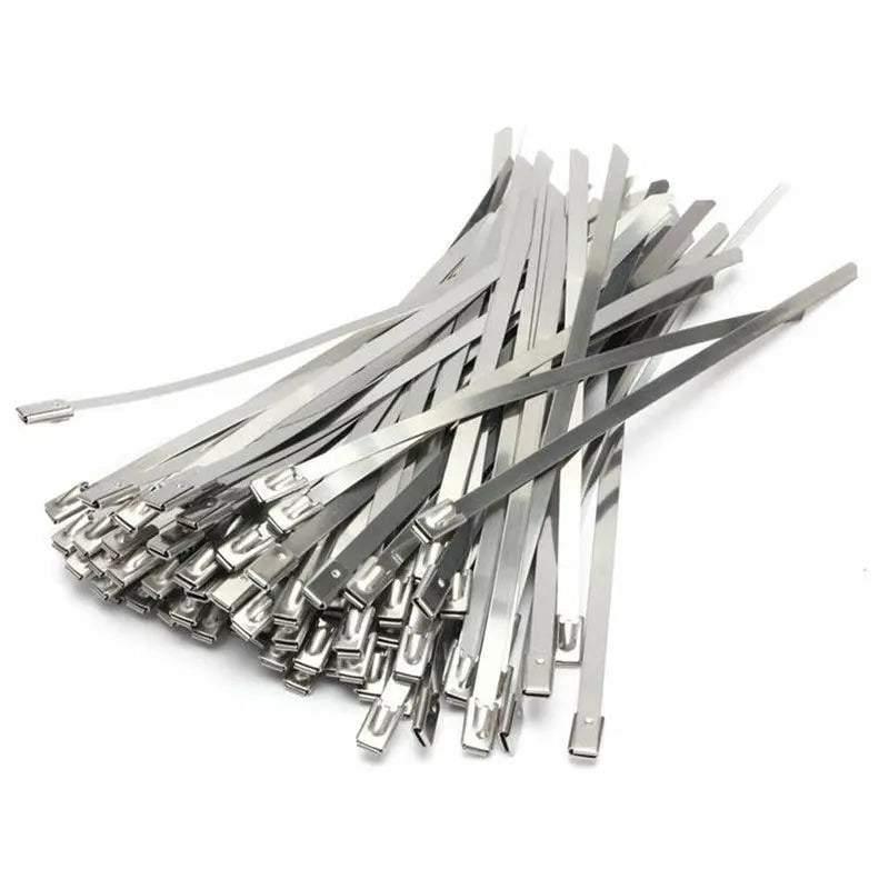 100pcs Stainless Steel Cable Ties - Marine Grade SS304 Zip Strap 100-800mm