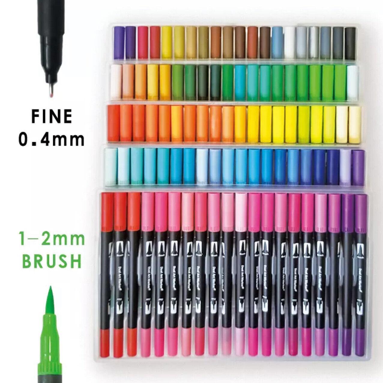 Watercolor Brush Pen Set - 12/24/36/48/72/120 Colours, Dual Tip, Non-Toxic