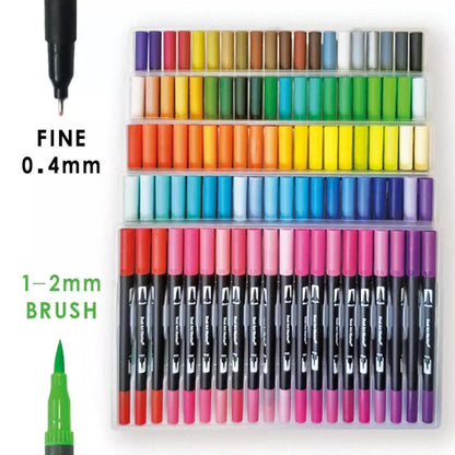 Watercolor Brush Pen Set - 12/24/36/48/72/120 Colours, Dual Tip, Non-Toxic