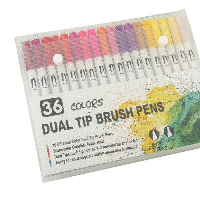 Watercolor Brush Pen Set - 12/24/36/48/72/120 Colours, Dual Tip, Non-Toxic
