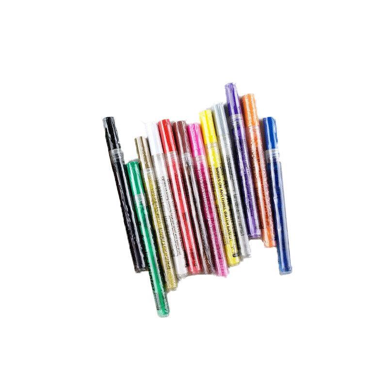 Flysea Acrylic Paint Markers – 12 Colour Set with Fine 0.7mm Tips