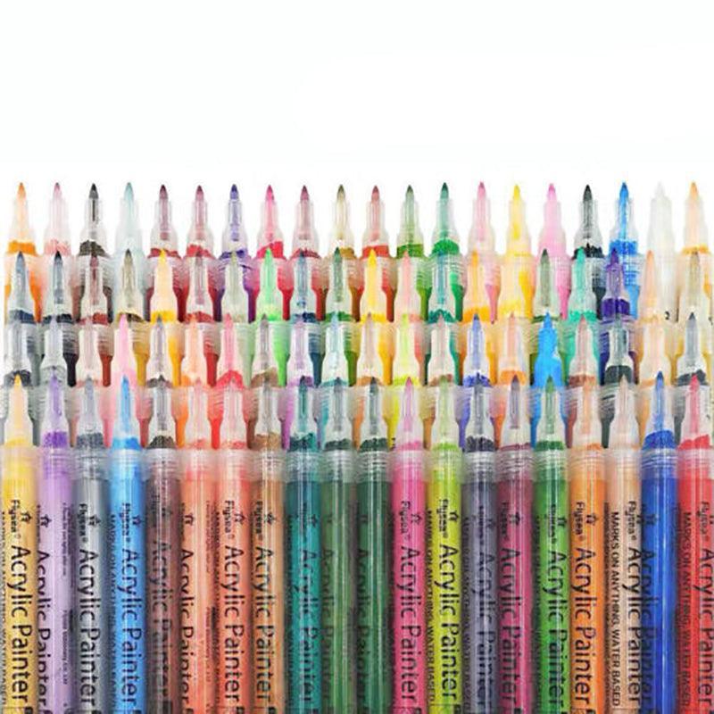Flysea Acrylic Paint Markers – 12 Colour Set with Fine 0.7mm Tips