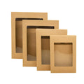 Premium 50 Pack Kraft Paper Gift Boxes with PVC Window Large