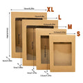 Premium 50 Pack Kraft Paper Gift Boxes with PVC Window Large