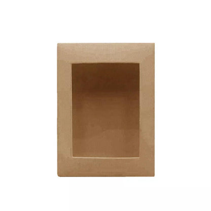 50PCS Kraft Paper Gift Boxes with PVC Display Window for Bakery & Gifts - Small (S)