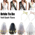 Premium Bride to Be Hen Party Accessories Set Veil Sash and Tiara Package 4