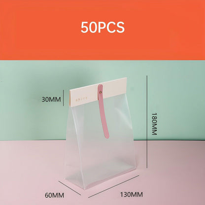 50pcs Transparent Snack Bags Biscuit Candy Bags Resealable Food Packaging - Orange