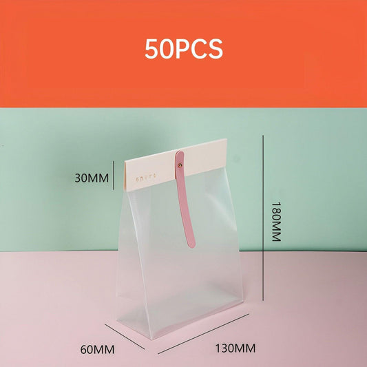 50pcs Transparent Snack Bags Biscuit Candy Bags Resealable Food Packaging - Orange