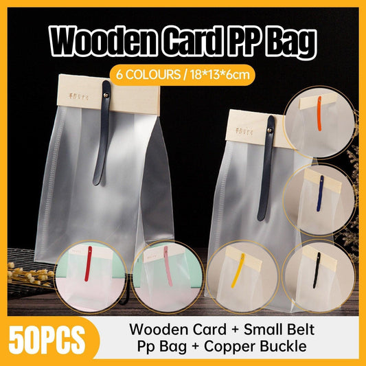 50pcs Transparent Snack Bags Biscuit Candy Bags Resealable Food Packaging - Pink