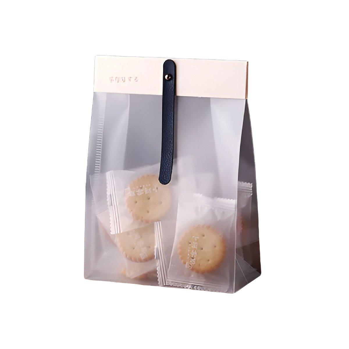 50pcs Transparent Snack Bags Biscuit Candy Bags Resealable Food Packaging - Pink
