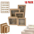 Premium 10 Pack Kraft Paper Boxes with Window 20x15x5cm Catering Trays