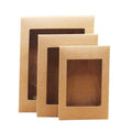 Premium 10 Pack Kraft Paper Boxes with Window 20x15x5cm Catering Trays