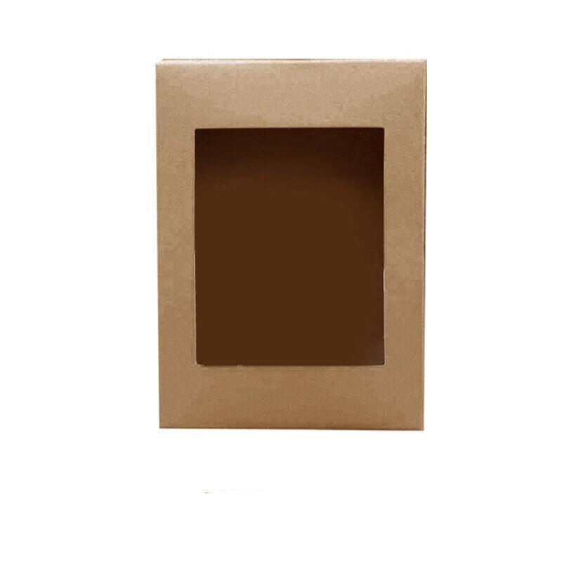 Premium 10 Pack Kraft Paper Boxes with Window 20x15x5cm Catering Trays