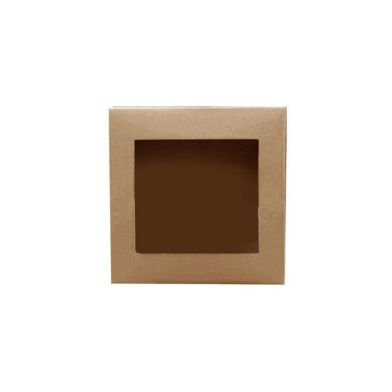 Premium 10 Pack Kraft Paper Boxes with Window 20x15x5cm Catering Trays