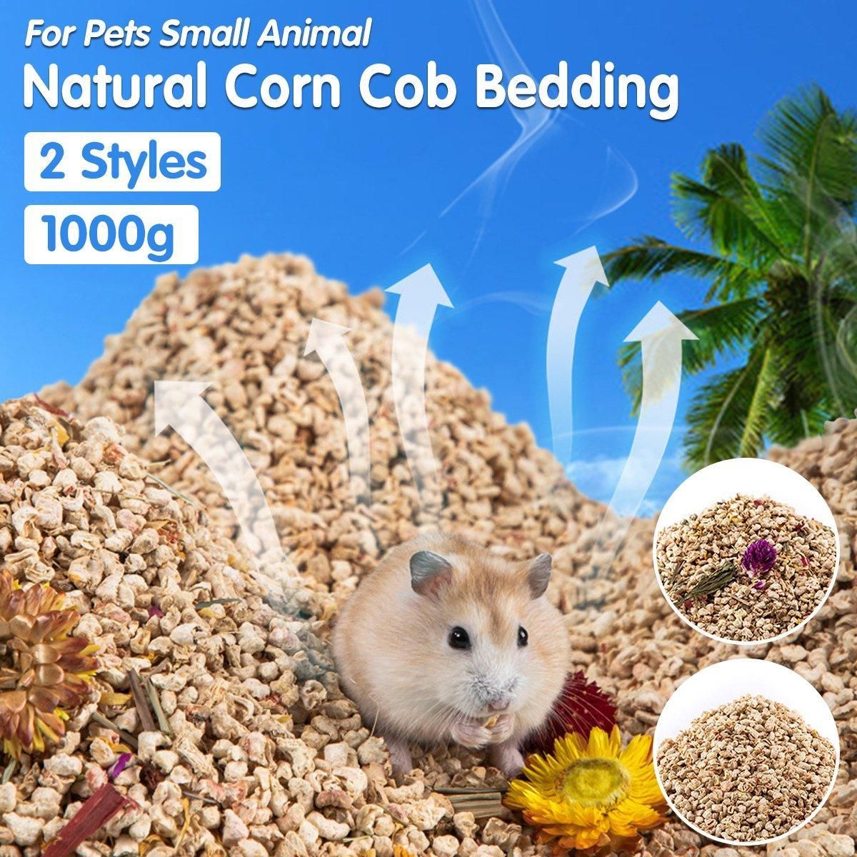 Premium Corncob Small Pet Bedding with Flowers & Plants - 1000g