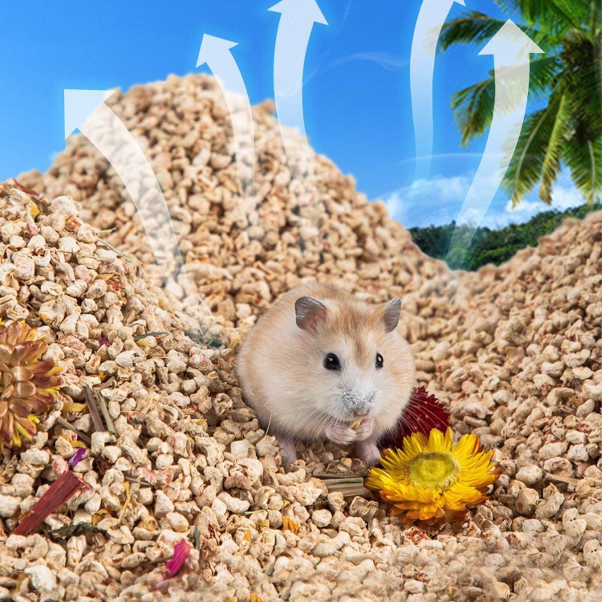 Premium Corncob Small Pet Bedding with Flowers & Plants - 1000g