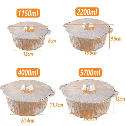 10PCS Heavy-Duty Aluminum Foil Pots - Perfect for Hotpot and Camping - 4000ml