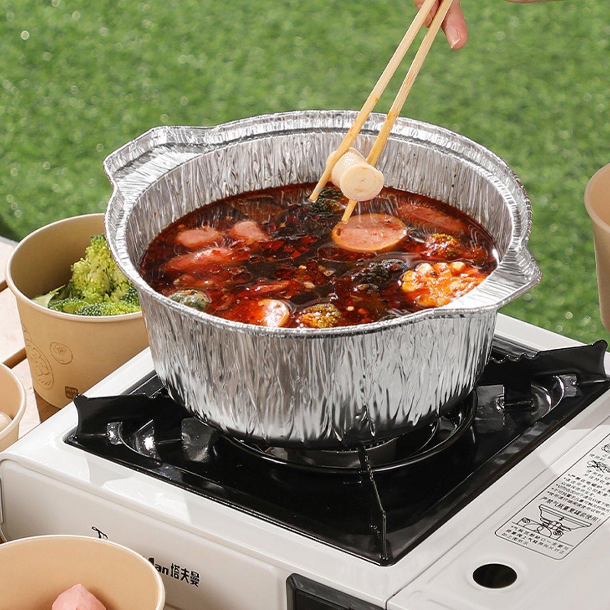 10PCS Heavy-Duty Aluminum Foil Pots - Perfect for Hotpot and Camping - 4000ml - SuperSaverAU - view 4