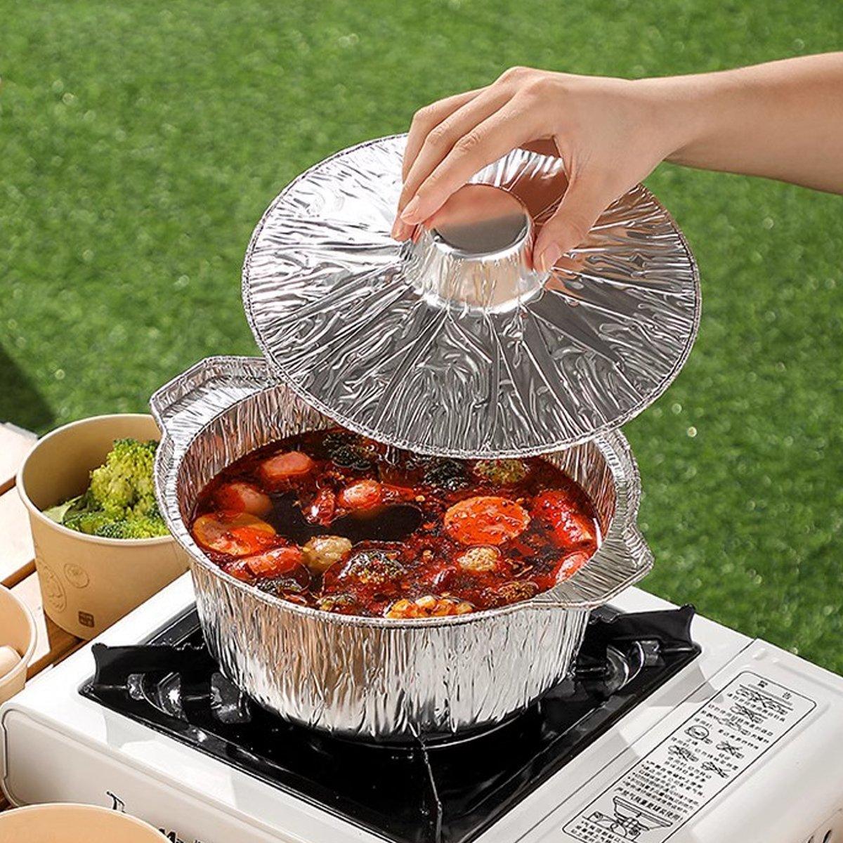 10PCS Heavy-Duty Aluminum Foil Pots - Perfect for Hotpot and Camping - 4000ml - SuperSaverAU - view 5