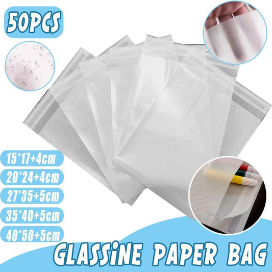 50PCS Eco-Friendly Biodegradable Glassine Paper Bags - 40x50+5cm