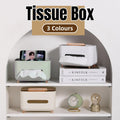 Premium Multi-Function Tissue Box Dispenser – White with Storage
