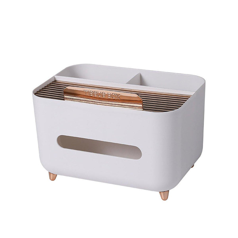 Premium Multi-Function Tissue Box Dispenser – White with Storage