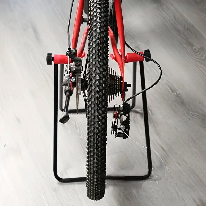 Premium Foldable Alloy Mountain Bike Triangle Parking Stand with Rear Wheel Support