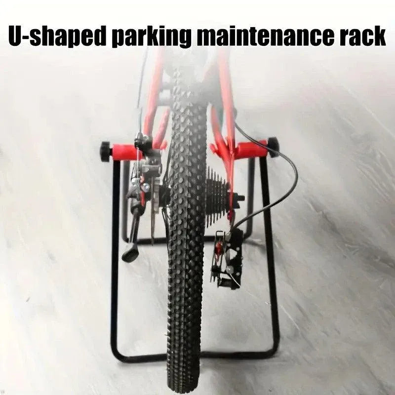 Premium Foldable Alloy Mountain Bike Triangle Parking Stand with Rear Wheel Support