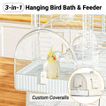 3-in-1 Parrot Bath Basin Bird Bath Box 17.9x17x18.9cm with Clear Cover - SuperSaverAU - view 1