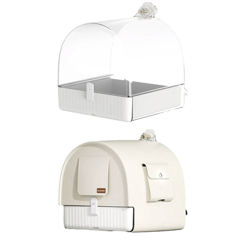 3-in-1 Parrot Bath Basin Bird Bath Box 17.9x17x18.9cm with Clear Cover - SuperSaverAU - view 2