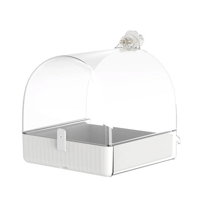 3-in-1 Parrot Bath Basin Bird Bath Box 17.9x17x18.9cm with Clear Cover