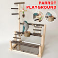 Interactive Wooden Parrot Stand 59cm with Climbing Ladder & Food Bowl - SuperSaverAU - view 1