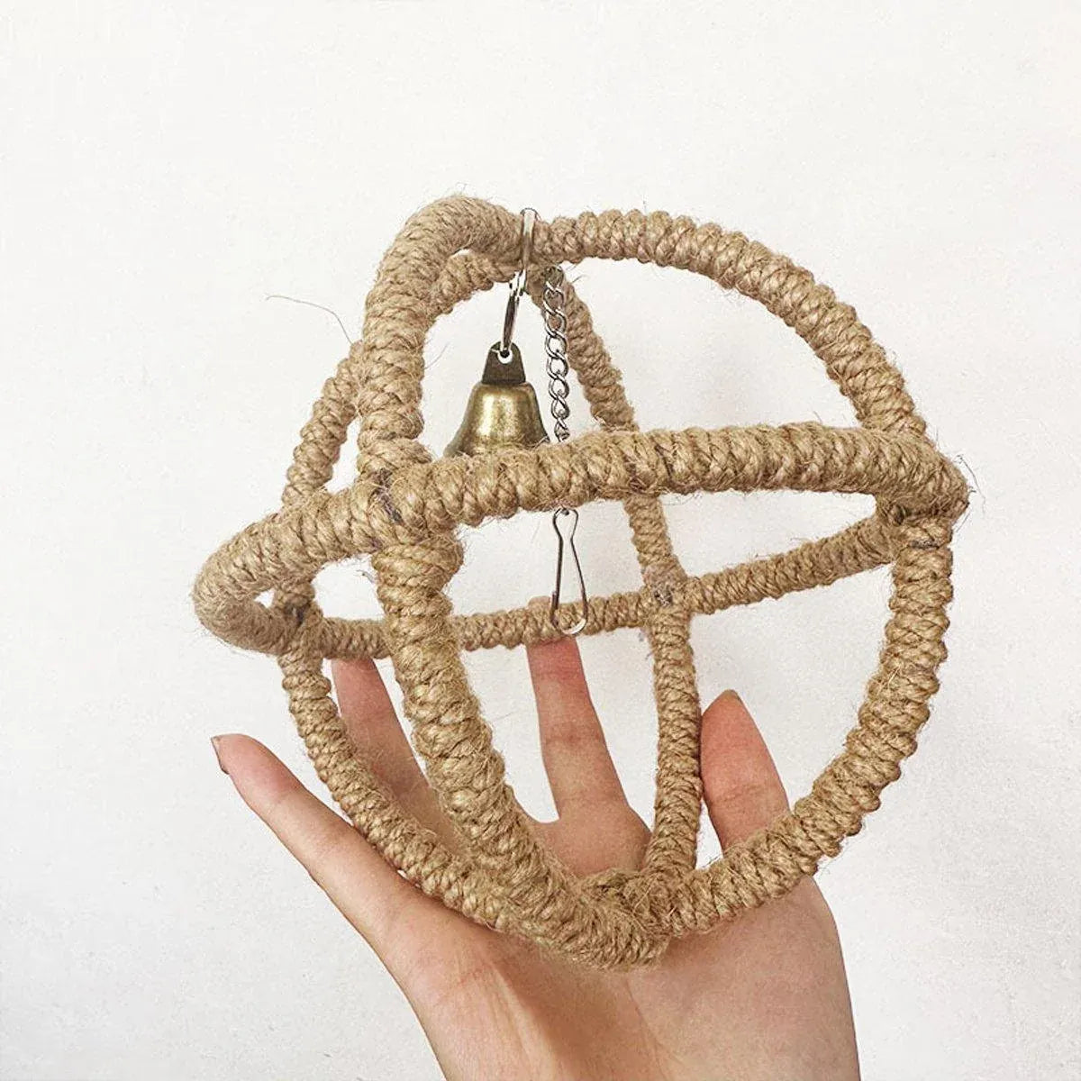 Parrot Toy with Ball Ring & Hemp Rope, 17cm - Interactive Chew & Swing Activity