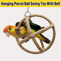 Parrot Toy with Ball Ring & Hemp Rope, 17cm - Interactive Chew & Swing Activity - SuperSaverAU - view 1