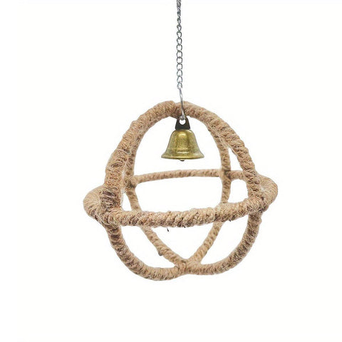 Parrot Toy with Ball Ring & Hemp Rope, 17cm - Interactive Chew & Swing Activity - SuperSaverAU - view 2