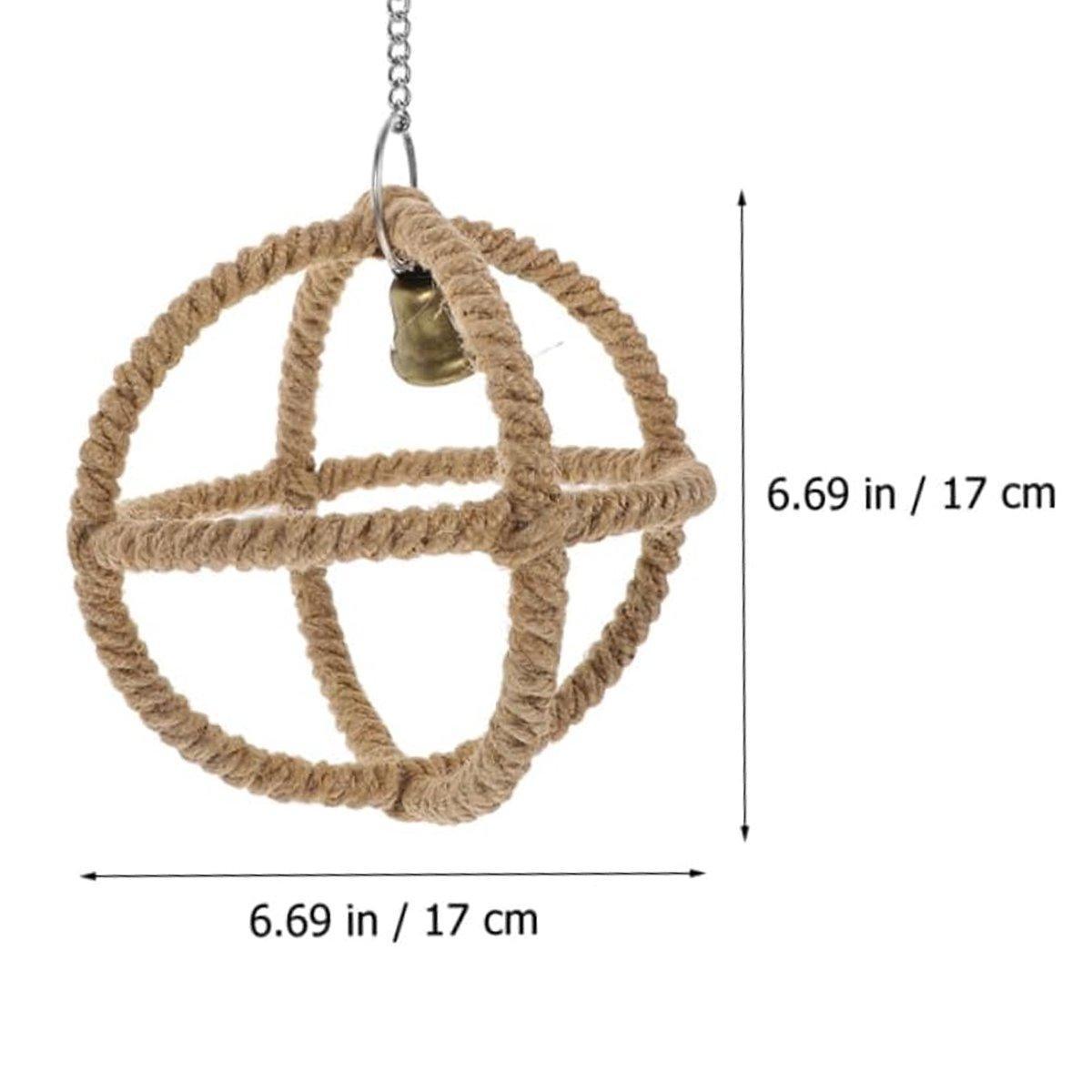 Parrot Toy with Ball Ring & Hemp Rope, 17cm - Interactive Chew & Swing Activity - SuperSaverAU - view 3