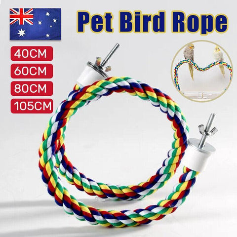 Premium Parrot Cotton Rope Perch Colourful Cage Swing - 105cm