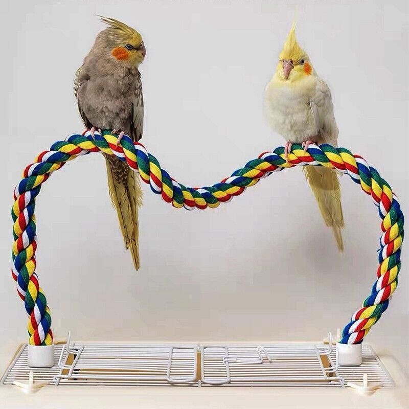 Premium Parrot Cotton Rope Perch Colourful Cage Swing - 105cm