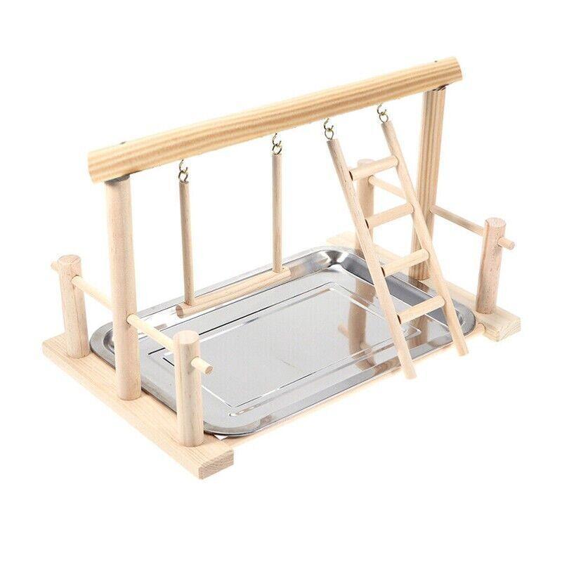 Parrots Wooden Stand Bird Play Activity Center Playground Swing 41x23x38cm - SuperSaverAU - view 1