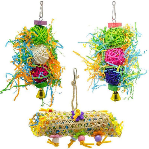 Premium Balacoo Bird Parrot Shredding Toys with Bell - 3pcs