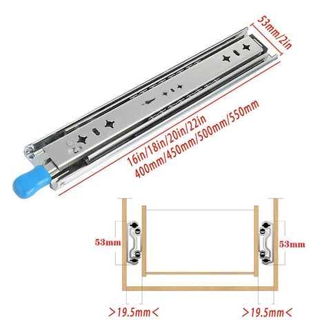 1 Pair Locking Drawer Slides Heavy Duty 120kg Runners Trailer 16 18 20 22 Inch - 20inch/500mm - SuperSaverAU - view 2
