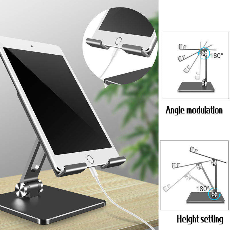 Foldable Aluminum Alloy Tablet Phone Holder - Grey
