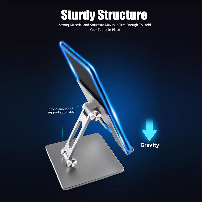 Aluminum Alloy Foldable Tablet Phone Holder Stand for 4.7-13 inch Devices - Silver