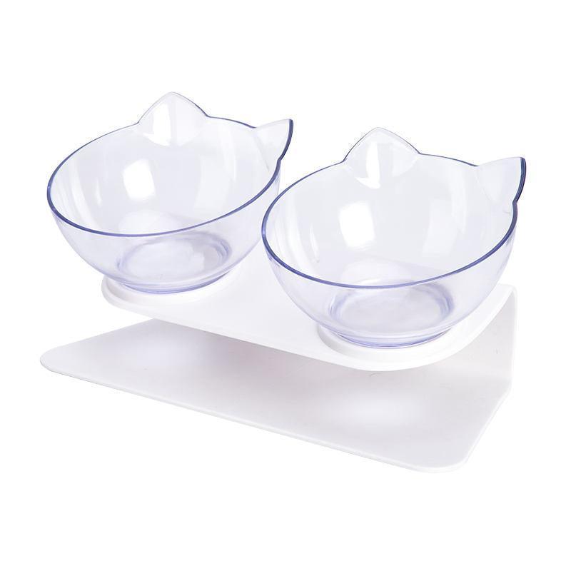 Premium Black & Clear Double Elevated Cat & Dog Bowl with 15° Tilt