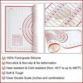 Premium Non-Stick Silicone Baking Mat – Red 80 x 60cm with Measurement Scale