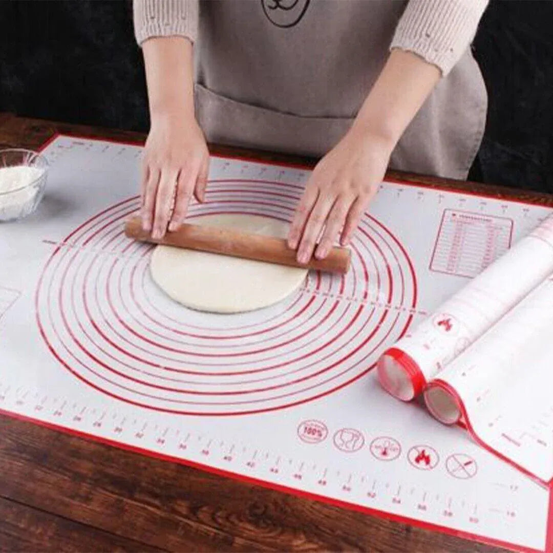 Premium Non-Stick Silicone Baking Mat – Red 80 x 60cm with Measurement Scale